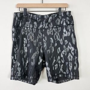 Zelos Leopard Print Black Shiny High Rise Biker Shorts Size XL